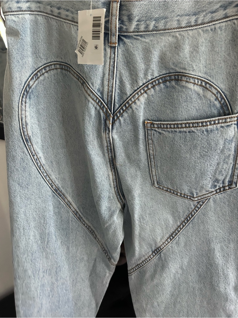 NWT AREA Crystal Slit Cotton Denim straight Leg Jeans 26 - Picture 4 of 14
